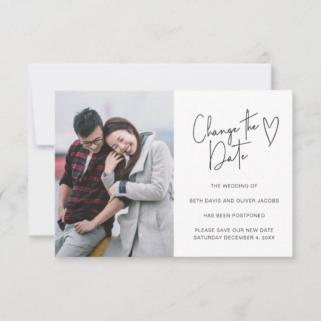 Carte Simple script photo Retarder l'invitation de date (Devant)