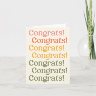 Carte Simples Congrats de typographie rétro Jaune et ver