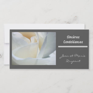 Carte sincères condoleances francais noir blanc rose