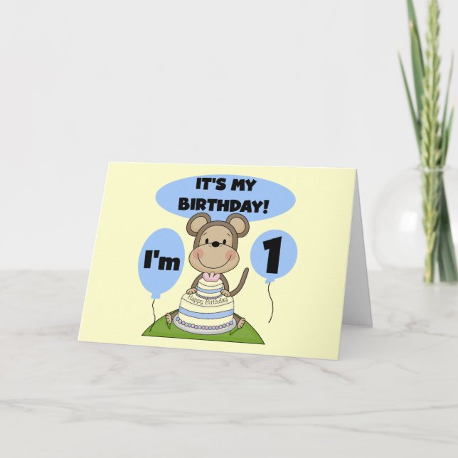 Carte Singe Anniversaire Garçon 1er (Devant)