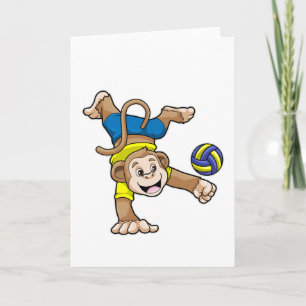 Carte Singe aux sports avec volleyball
