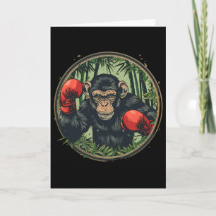 Carte Singe boxeur avec gants de boxe Kickboxing Drôle B