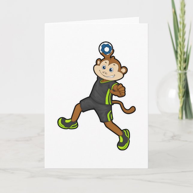 Carte Singe chez joueur de handball avec ballon de handb (Devant)