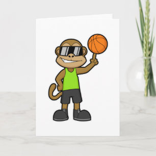 Carte Singe comme joueur de basket-ball avec basket-ball