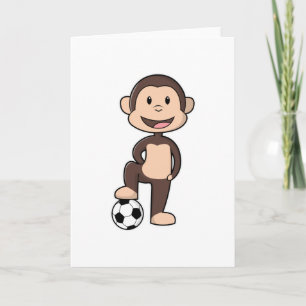 Carte Singe comme joueur de football avec balle de footb
