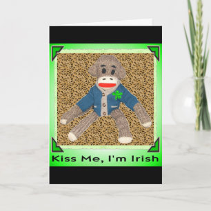 Carte Singe de chaussette du jour de St Patrick heureux