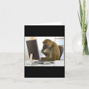 Carte Singe drôle qui pense Mème Bureau Curieux Singe Ce