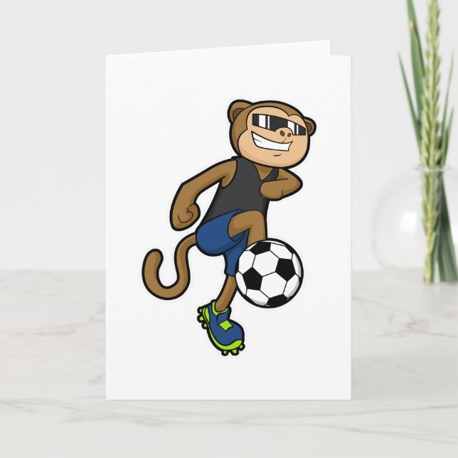 Carte Singe en tant que joueur de football au football (Devant)