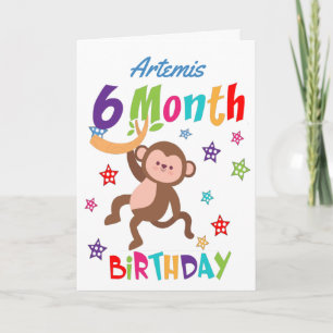 Carte Singe mignon 6 mois Anniversaire