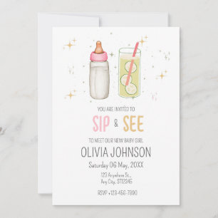 Carte Sip And See, Bienvenue Bébé Fille, Fête Nouveau Bé