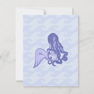 Carte Sirène assise bleue