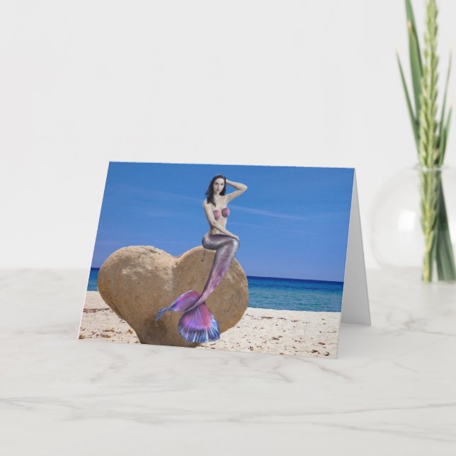 Carte Sirène sur Heart Rock Beach Saint Valentin (Devant)