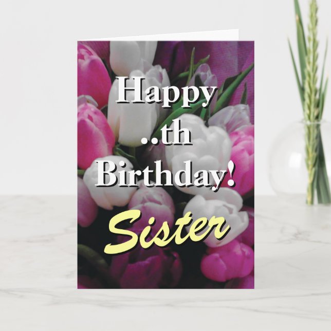 Carte Sister birthday | pinlik flower bouquet (Devant)