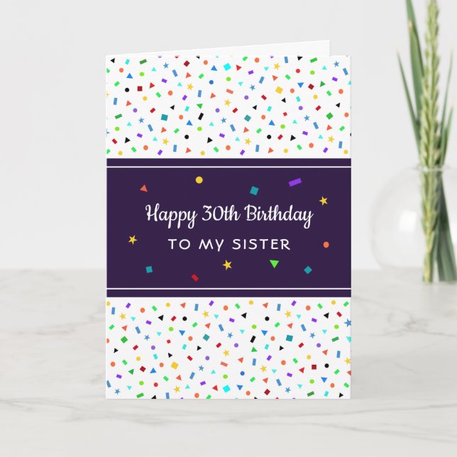 Carte Sister Brother 30th ou Any Birthday Greeting (Devant)