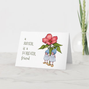 Carte Sister Friendship, Gnomes, Fantasy Art, Flower