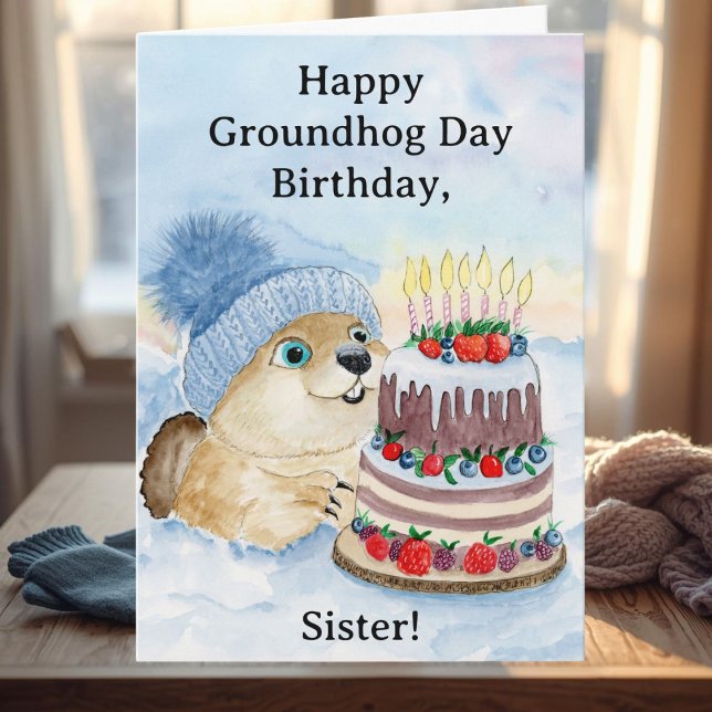Carte Sister Happy Groundhog Day Birthday  (Créateur téléchargé)