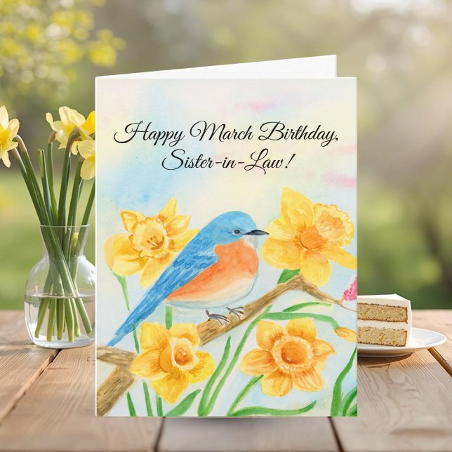 Carte Sister-in-Law Happy March Birthday Blue Bird  (Créateur téléchargé)