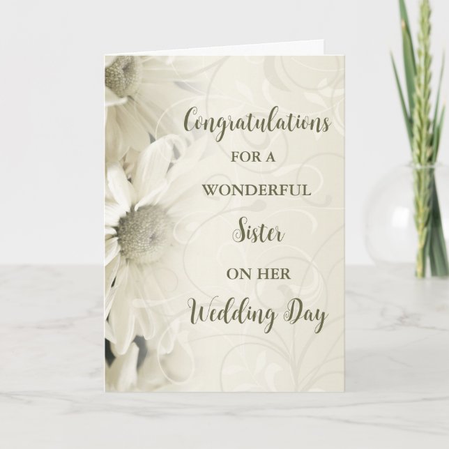 Carte Sister Wedding Day Congratulations (Devant)