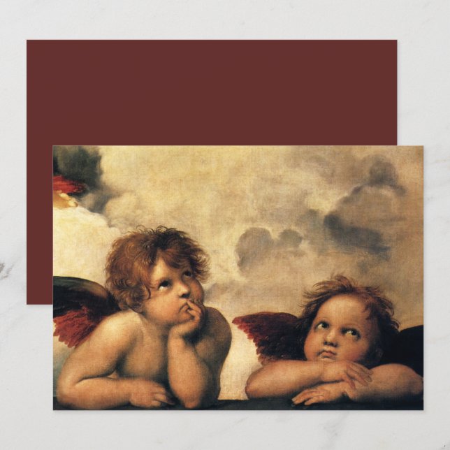 Carte Sistine Madonna Angels par Raphael Sanzio (Devant / Derrière)