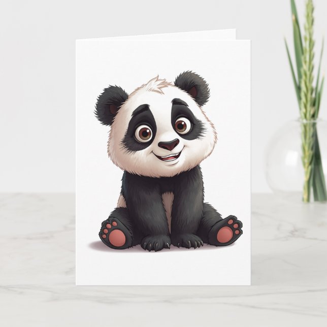 Carte Sitting Panda Bear Cartoon Illustration Artwork (Devant)