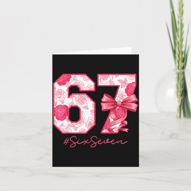 Carte Six Seven 67 Mème Fille Coquette Arc Drôle Gen Alp (Devant)