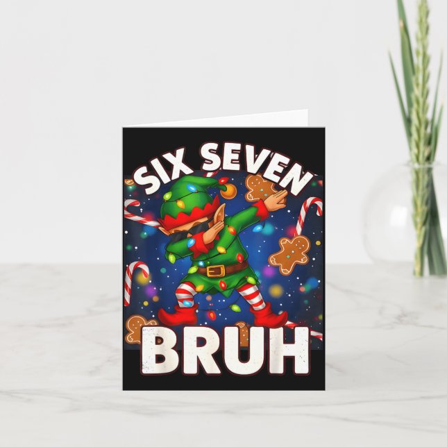 Carte Six Seven 6 7 Funny Bruh Christmas Dabbing Elf Mat (Devant)
