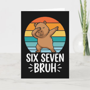 Carte Six Seven Bruh 67 Capybara Drôle Vintage Meme