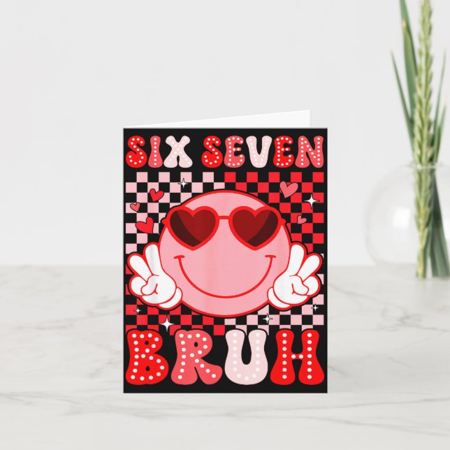 Carte Six Seven Bruh Groovy Sourire Visage Sungles Saint (Devant)