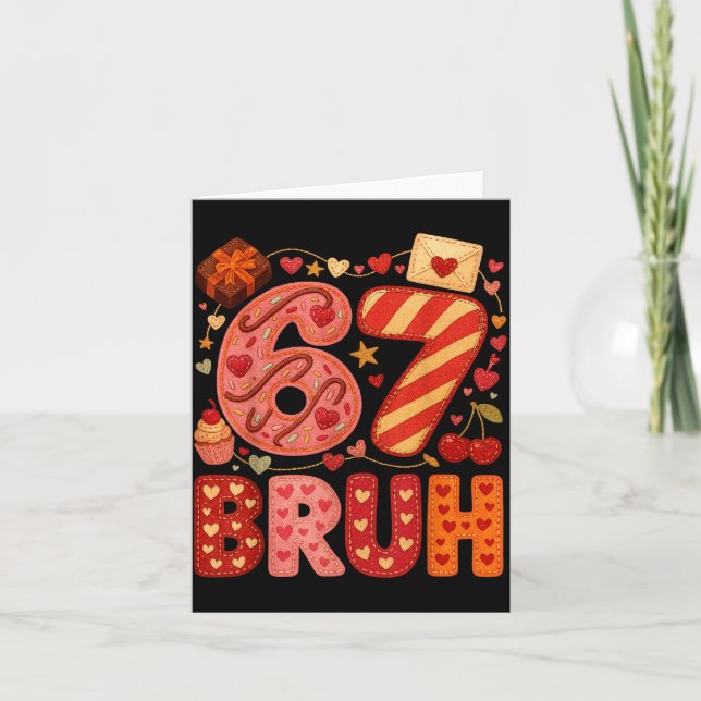 Carte Six Seven Bruh Valentine Heart 67 Cute Kids Meme B (Devant)