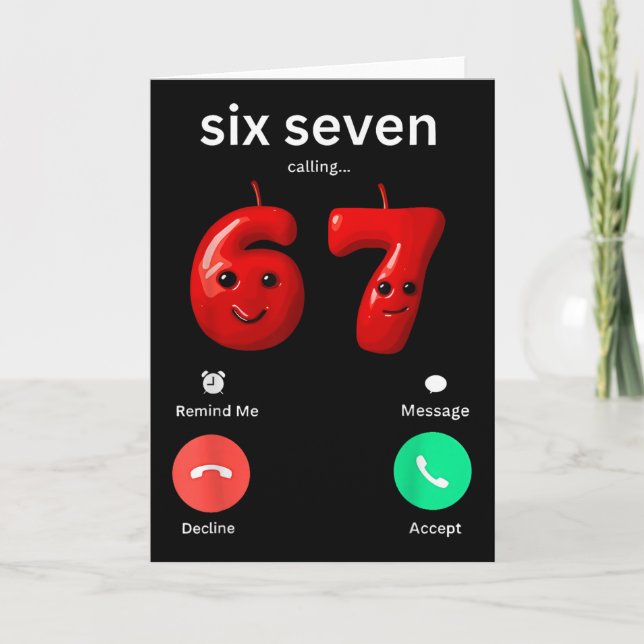 Carte Six Seven Calling Meme Minimalist Trendy Phone Scr (Devant)