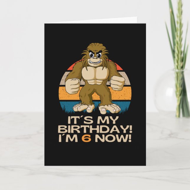Carte Sixième anniversaire 6 ans Little Bigfoot (Devant)