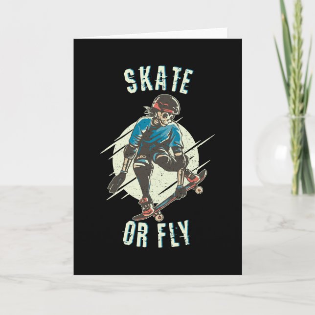 Carte Skate ou volez Skeleton Skateboarder (Devant)