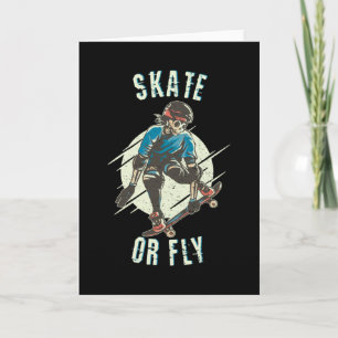 Carte Skate ou volez Skeleton Skateboarder