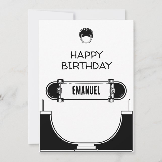 CARTE SKATEBOARD HEUREUX ANNIVERSAIRE (Devant)