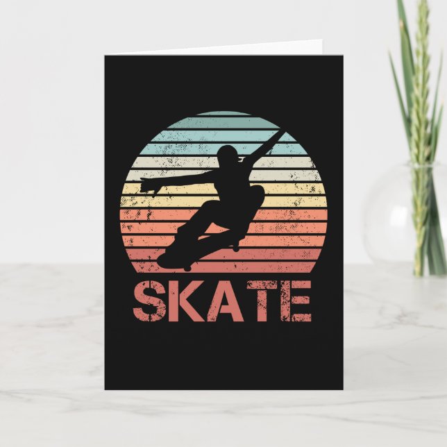 Carte Skateboard Patinage Retro Cadeau (Devant)