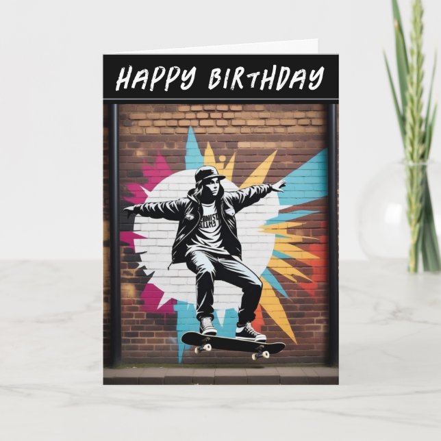 Carte Skateboard Skate Wall Grunge Street Art Anniversai (Devant)
