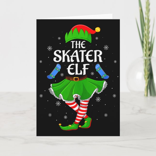 Carte Skater Elf Christmas Family Girls Women Elf Squad  (Devant)