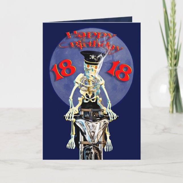 Carte Skeleton biker 18th birthday card (Devant)
