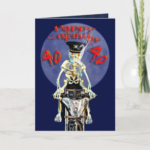 Carte Skeleton biker 40th birthday