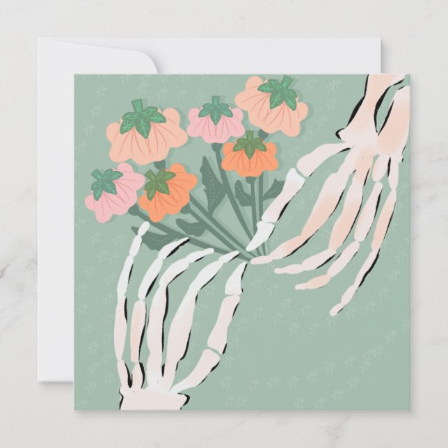 Carte Skeleton Citrouille Bouquet Fête des mariées d'Hal (Devant)