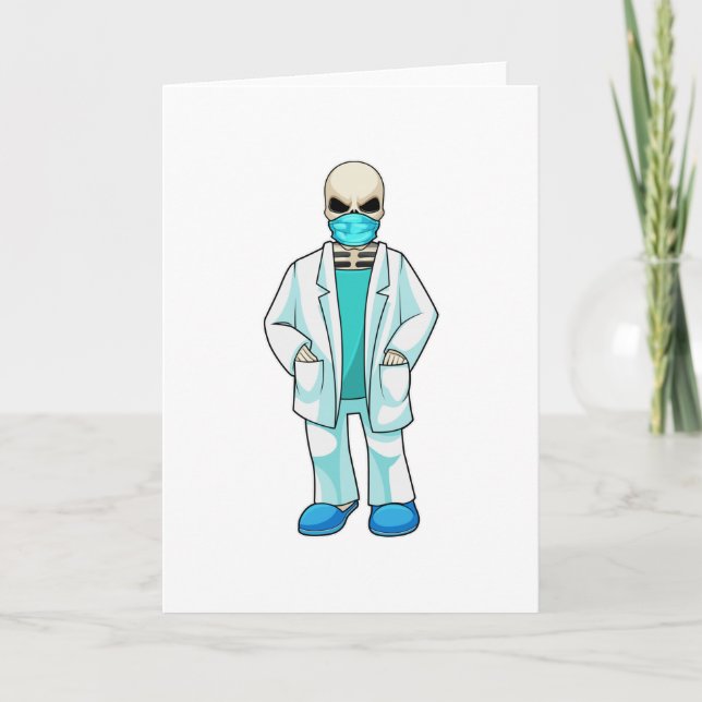 Carte Skeleton comme docteur avec masque visage (Devant)
