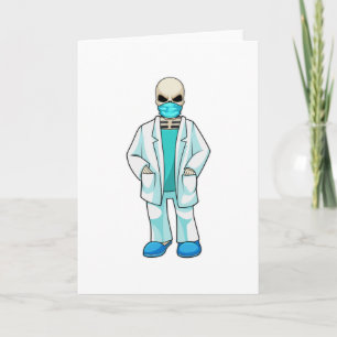 Carte Skeleton comme docteur avec masque visage