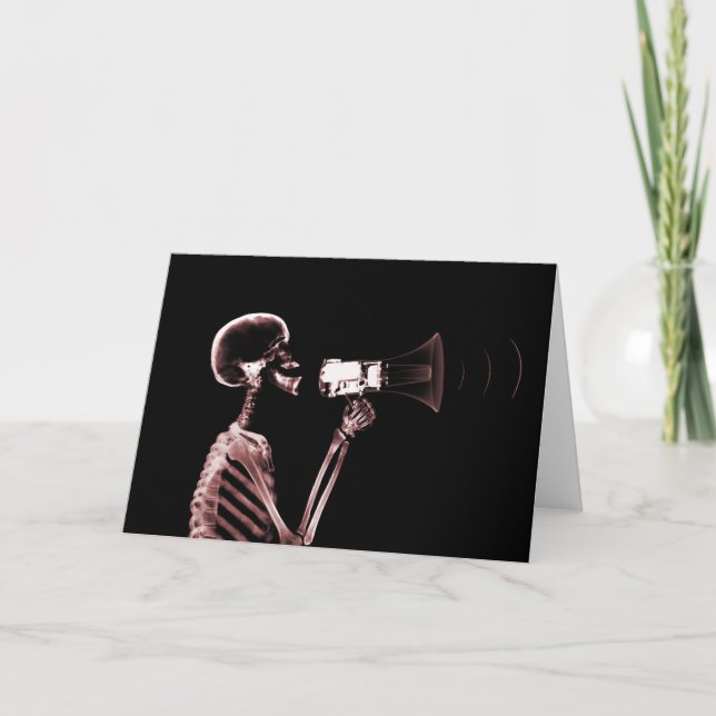 CARTE SKELETON DE VISION X-RAY SUR MEGAPHONE - ROUGE (Devant)