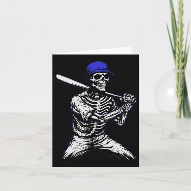 Carte Skeleton Joueur de baseball Halloween (Devant)