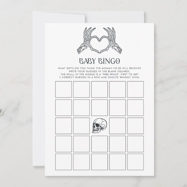 Carte Skeleton Little Boo Bingo Baby shower Jeu (Devant)