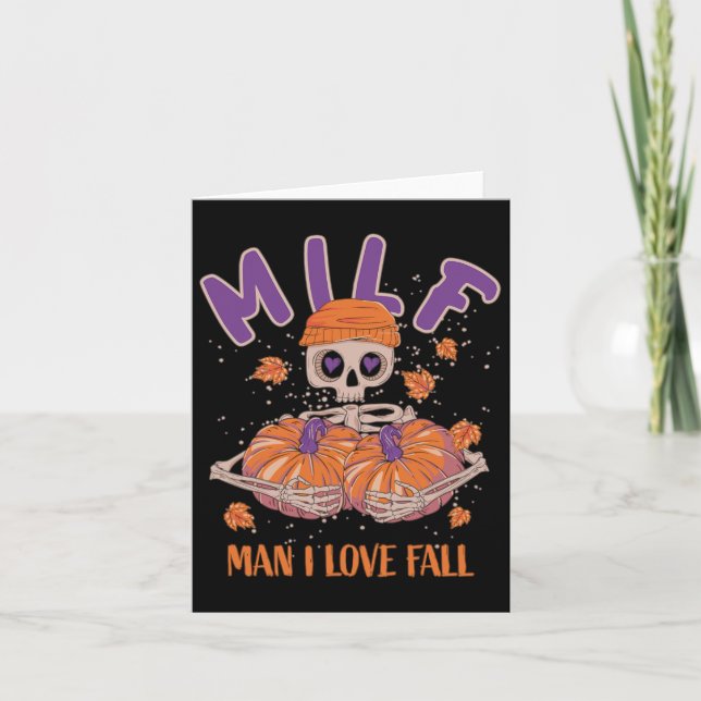 Carte Skeleton Man I Love Fall Funny Skeleton Citrouille (Devant)