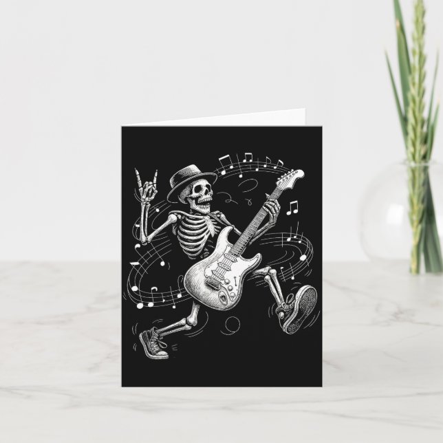 Carte Skeleton Playing Guitar Music For Men Women Rock B (Devant)
