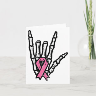 Carte Skeleton Punk Rock Rocker Pink Breast Cancer Aware