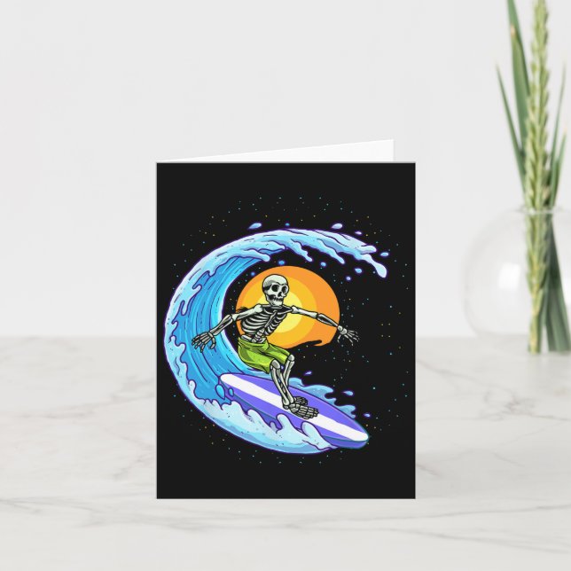 Carte Skeleton Surfer Halloween Costume Hommes Femmes En (Devant)