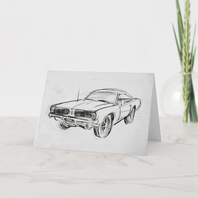 Carte Sketch de voiture classique IV (Devant)